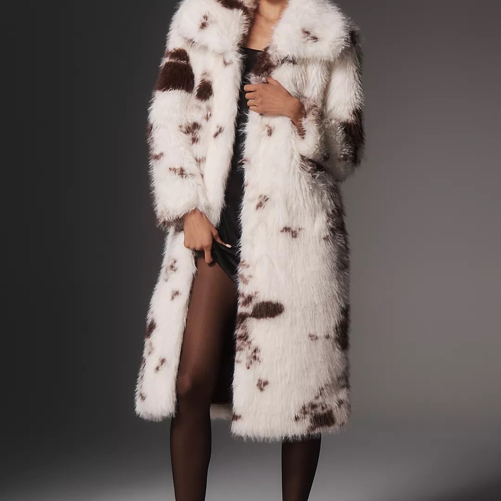 NVLT Faux Fur Cow Print Coat